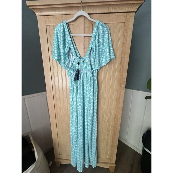 NWT Cabana Life Womens SMALL Flutter Sleeve Maxi Dress Green UPF 50+ $150 *READ* - Picture 5 of 7